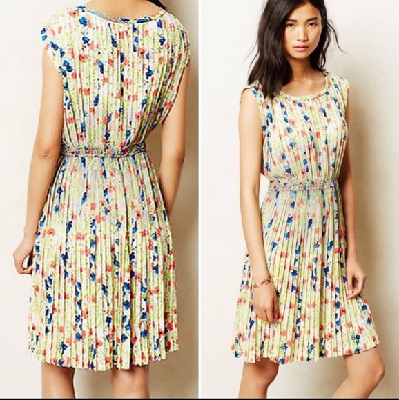 Anthropologie Baraschi pleated meadowlight dress M - Picture 2 of 7